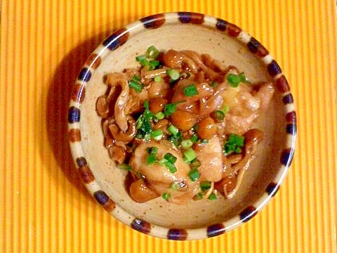 株なめこと鶏肉の炒め物♪